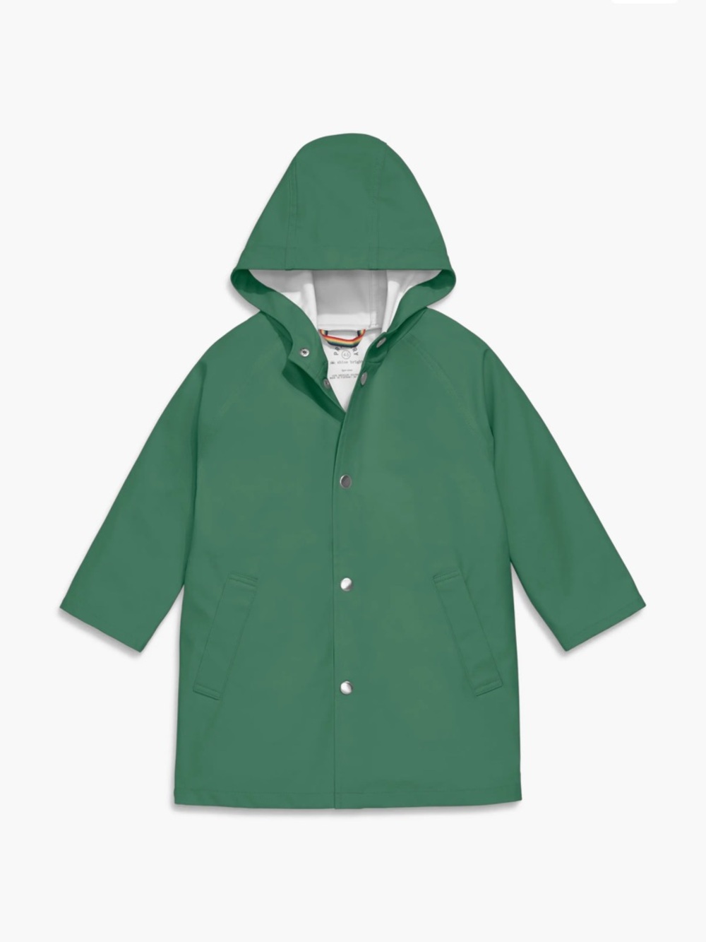 Primary Rain Coat Green Hooded Snap Front Jacket Size 6-7 Unisex